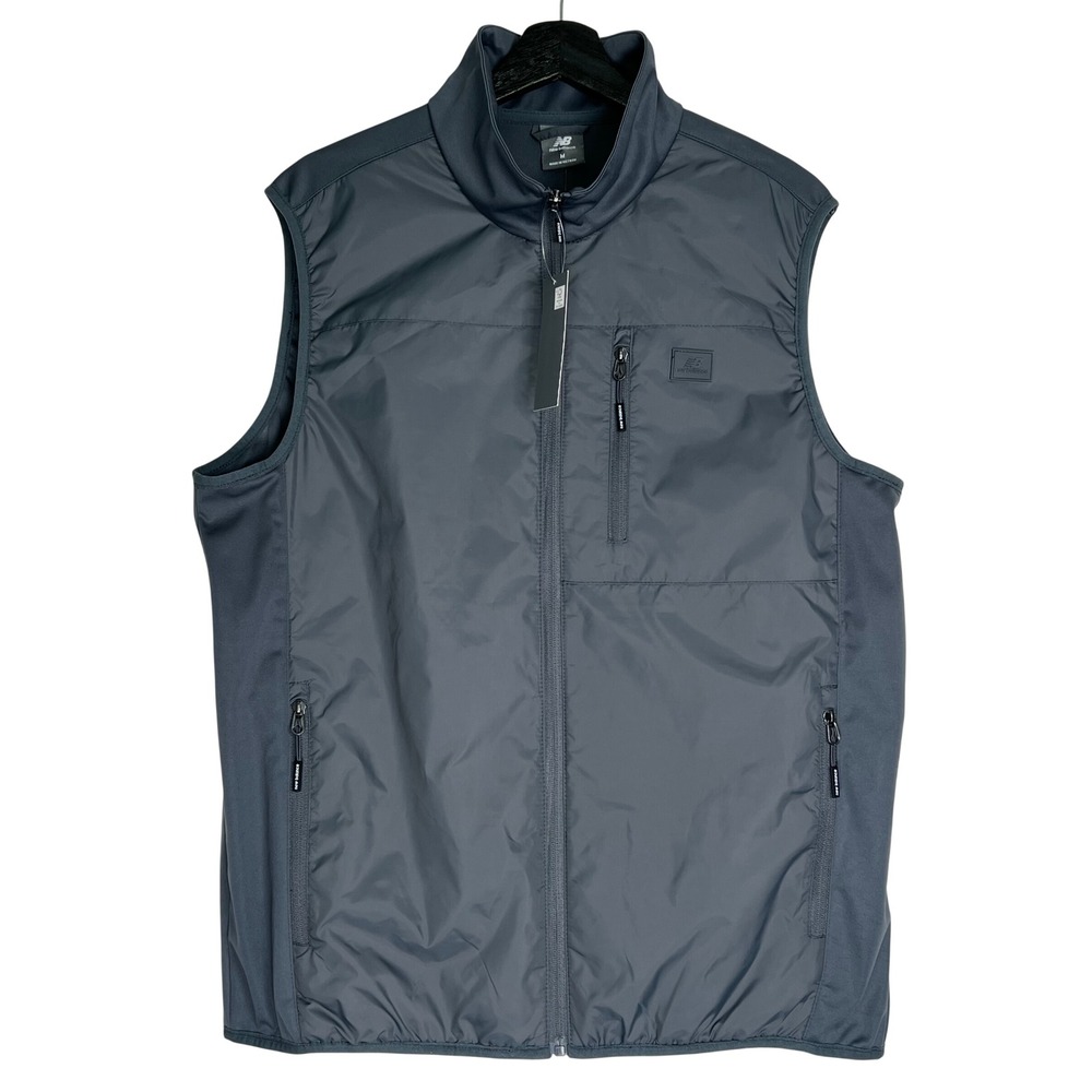 NWT New Balance Wind Vest Slate Gray Water Resistant Full Zip Pockets Size M